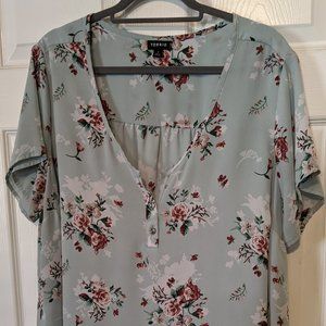Torrid Aqua Floral Blouse sz. 1 / 1x